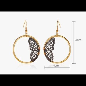 Earrings Lace Butterfly Hollow Round cutest Retro